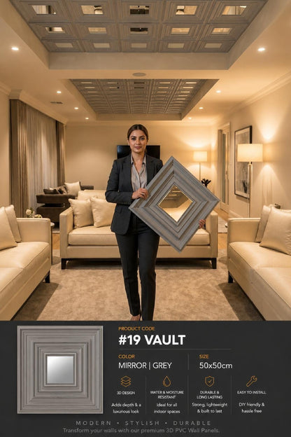 #19 Vault - Vault 3D PVC Mirror Panel - 6 colors option - (Size 50*50cm) - MOQ 10Pcs