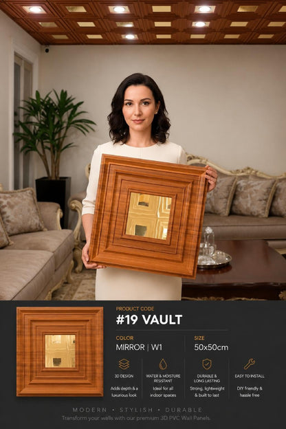 #19 Vault - Vault 3D PVC Mirror Panel - 6 colors option - (Size 50*50cm) - MOQ 10Pcs