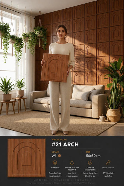 #21 Arch - Arch 3D PVC Panel (Without Mirror) - 6 colors option - (Size 50*50cm) - MOQ 10Pcs