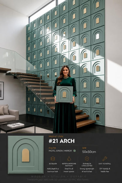 #21 Arch - Arch 3D PVC Mirror Panel - 6 colors option - (Size 50*50cm) - MOQ 10Pcs