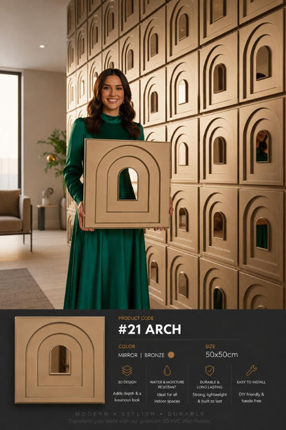 #21 Arch - Arch 3D PVC Mirror Panel - 6 colors option - (Size 50*50cm) - MOQ 10Pcs
