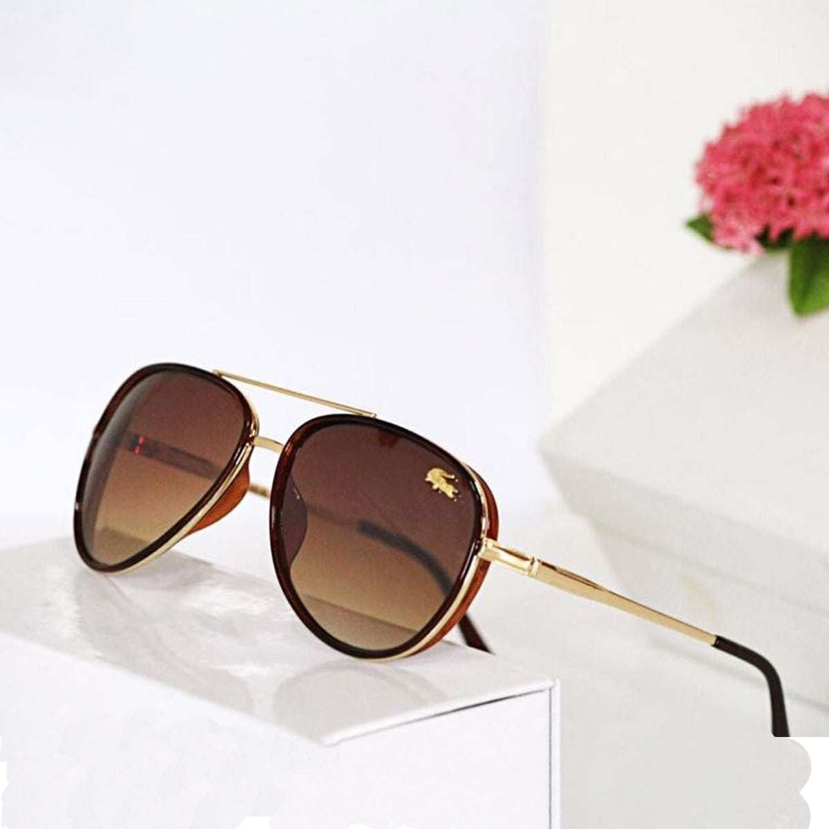 Lusso 0756 Aviator Sunglasses (SUN-LC-0756-BRN2GLD) - SWASTIK CREATIONS The Trend Point SWASTIK CREATIONS The Trend Point