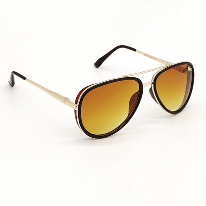 Lusso 0756 Aviator Sunglasses (SUN-LC-0756-BRN2GLD) - SWASTIK CREATIONS The Trend Point