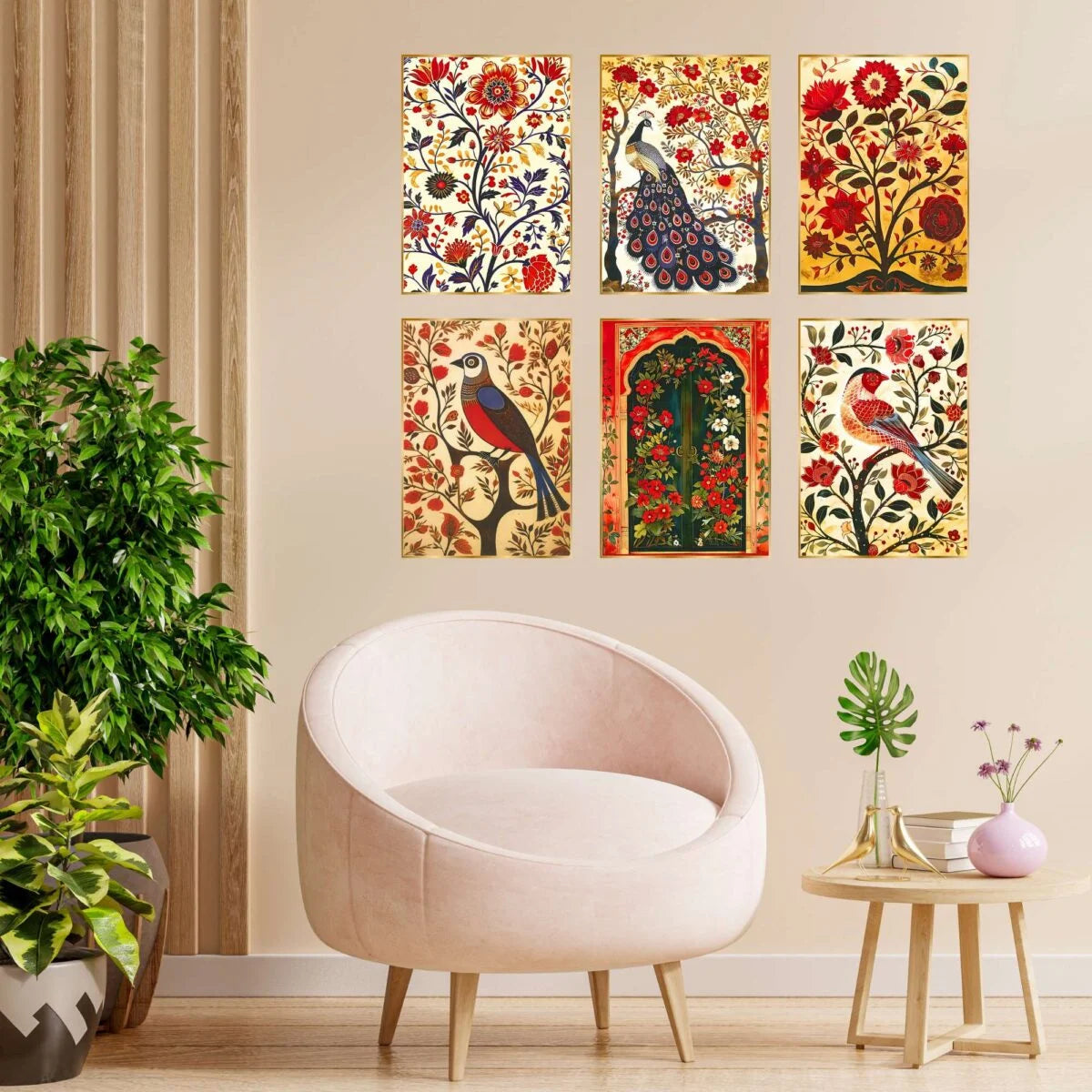 CH-GD6-9 Set of Six Wall Paintings for Wall Decoration Golden Framed Wall Paintings for Living Room & Bedroom Wall Art for Home Decoration & Office Wall Décor SWASTIK CREATIONS The Trend Point