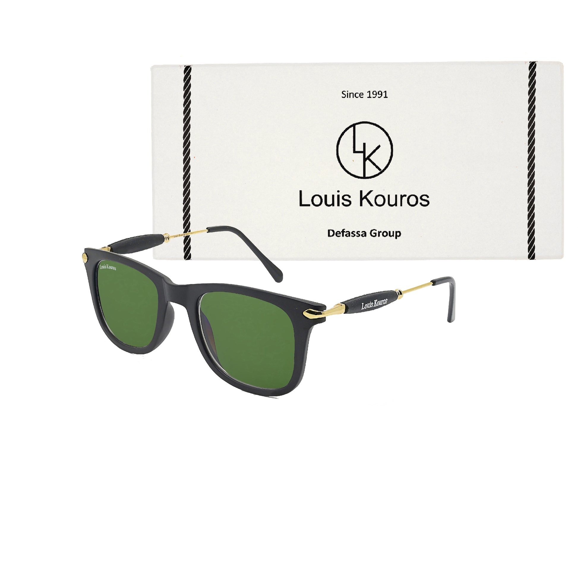 Green Buloster Square Sunglasses (SUN-LK-2148-GRN1GLD-M)