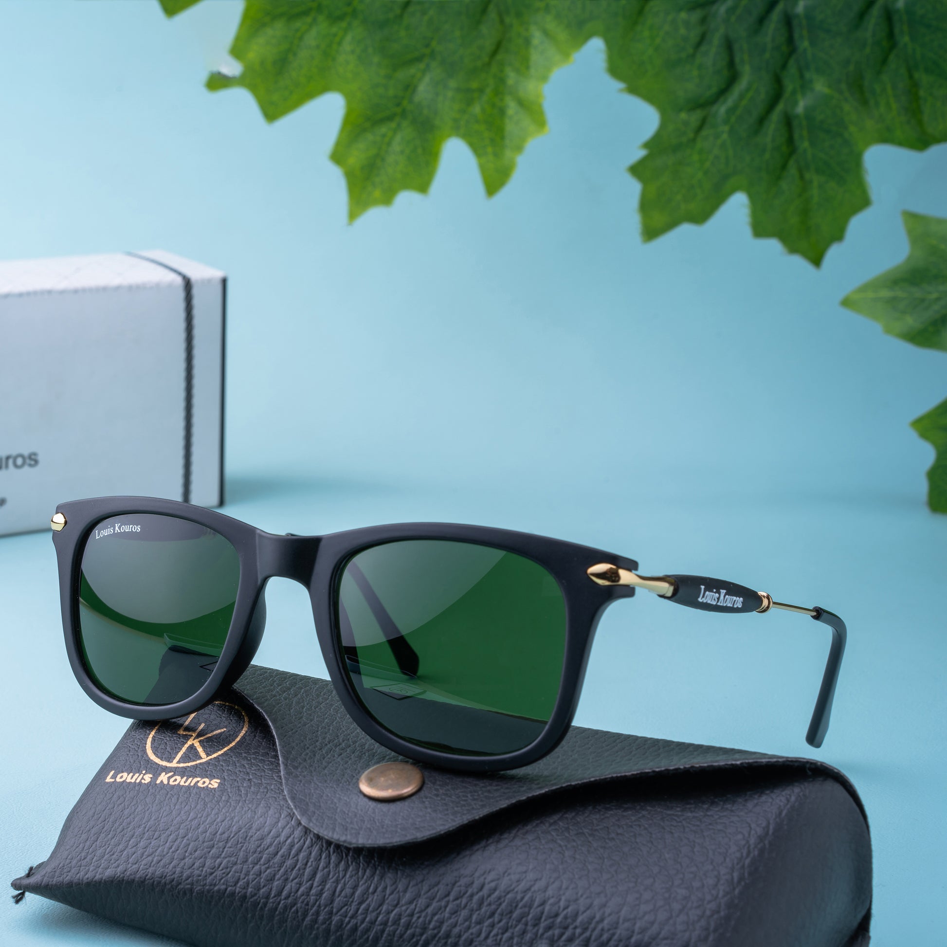 Green Buloster Square Sunglasses (SUN-LK-2148-GRN1GLD-M)