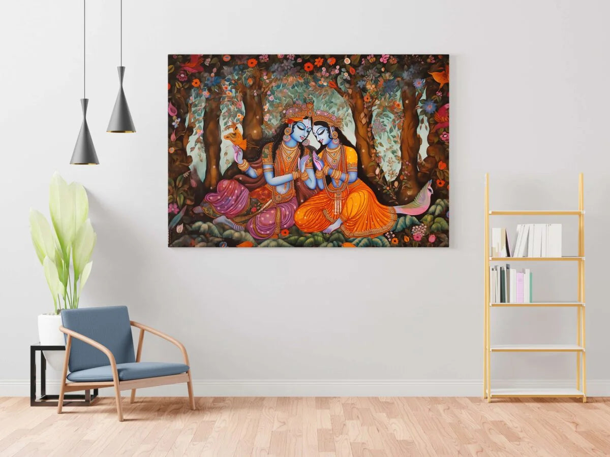 CH-RK-LDP3 Radha Krishna Canvas Paintings For Wall Decoration For Living Room Bedroom Home Office & Hotels SWASTIK CREATIONS The Trend Point