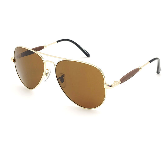 Brown Ancestral Aviator Sunglasses (SUN-RN-3517-BRN1GLD-M)