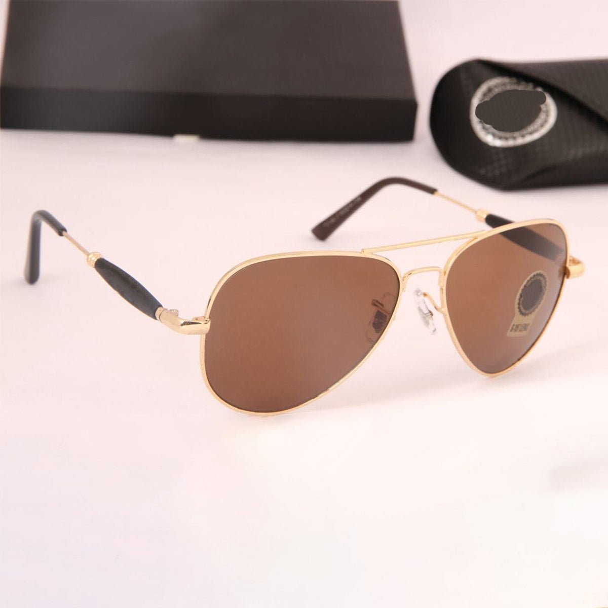 Brown Ancestral Aviator Sunglasses (SUN-RN-3517-BRN1GLD-M) SWASTIK CREATIONS The Trend Point