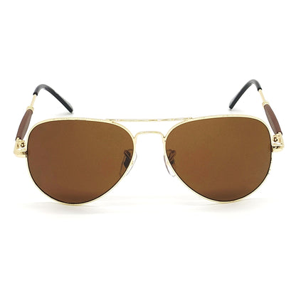 Brown Ancestral Aviator Sunglasses (SUN-RN-3517-BRN1GLD-M)