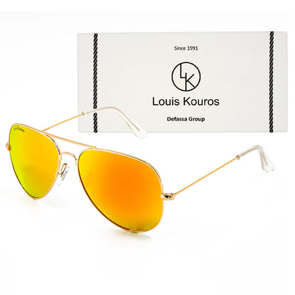 Orange Armstoner Aviator Sunglasses (SUN-LK-3026-ORG3GLD-M)