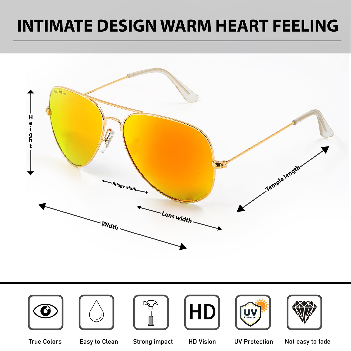 Orange Armstoner Aviator Sunglasses (SUN-LK-3026-ORG3GLD-M) SWASTIK CREATIONS The Trend Point