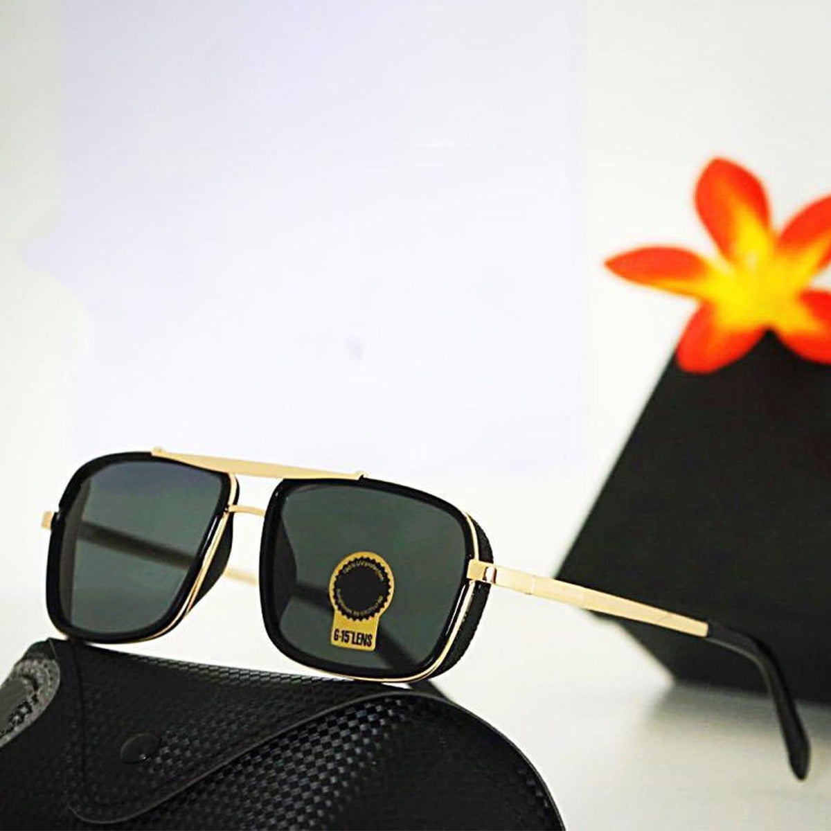 Madarian 4413 Square Sunglasses (SUN-RN-4413-BLK1GLD-M) SWASTIK CREATIONS The Trend Point