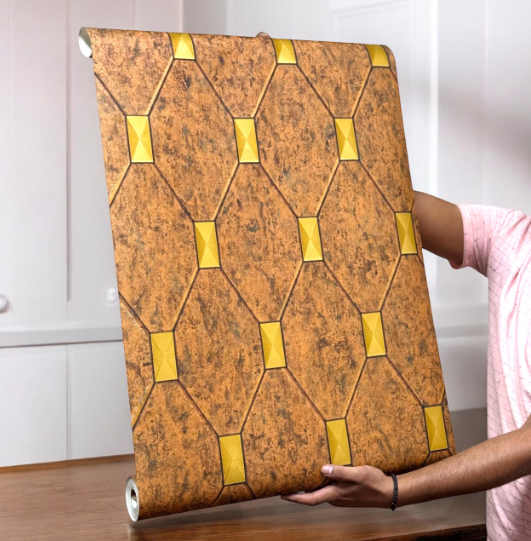 Rustic Geometric Wallpaper (set of 2) - SWASTIK CREATIONS The Trend Point