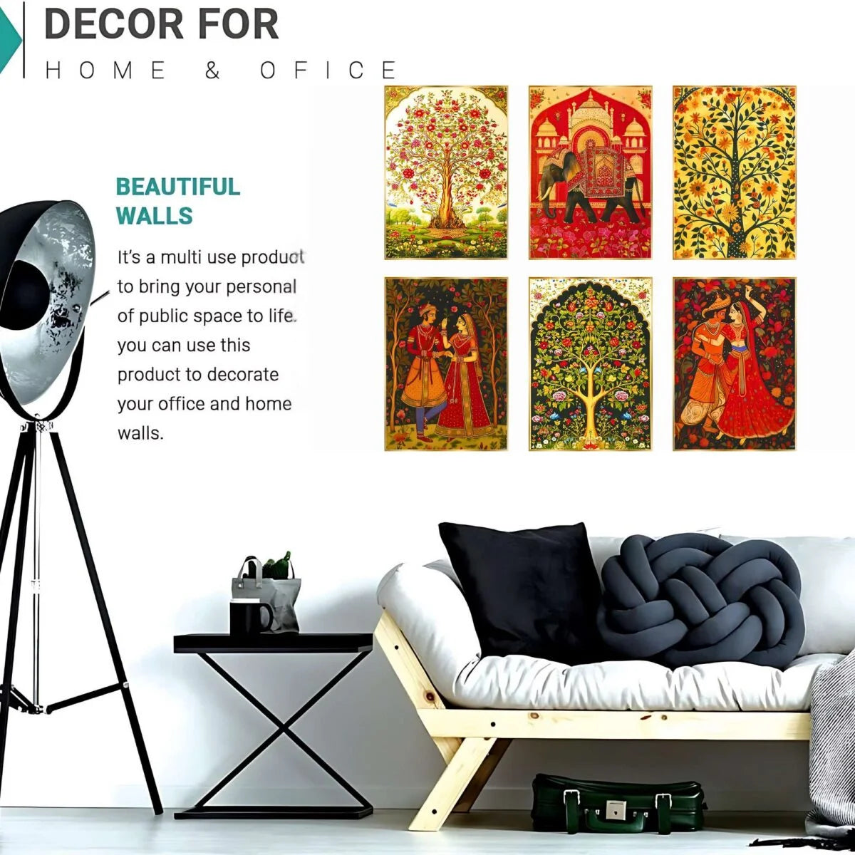 CH-GD6-10 Set of Six Wall Paintings for Wall Decoration Golden Framed Wall Paintings for Living Room & Bedroom Wall Art for Home Decoration & Office Wall Décor SWASTIK CREATIONS The Trend Point