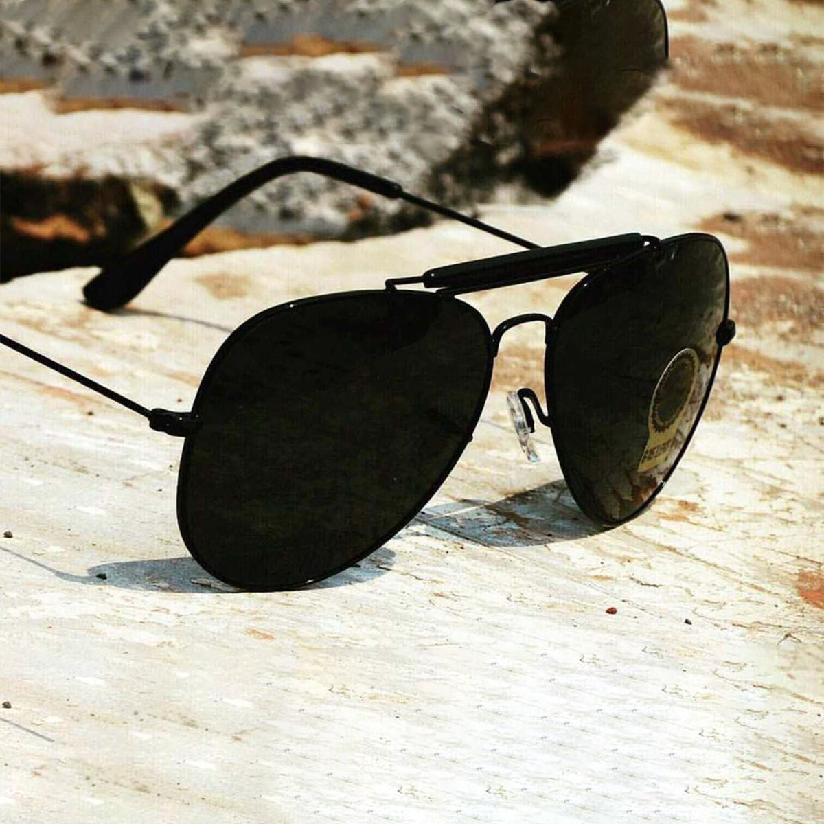 Black Novaper Aviator Sunglasses (SUN-RN-3422-BLK1BLK-M) SWASTIK CREATIONS The Trend Point