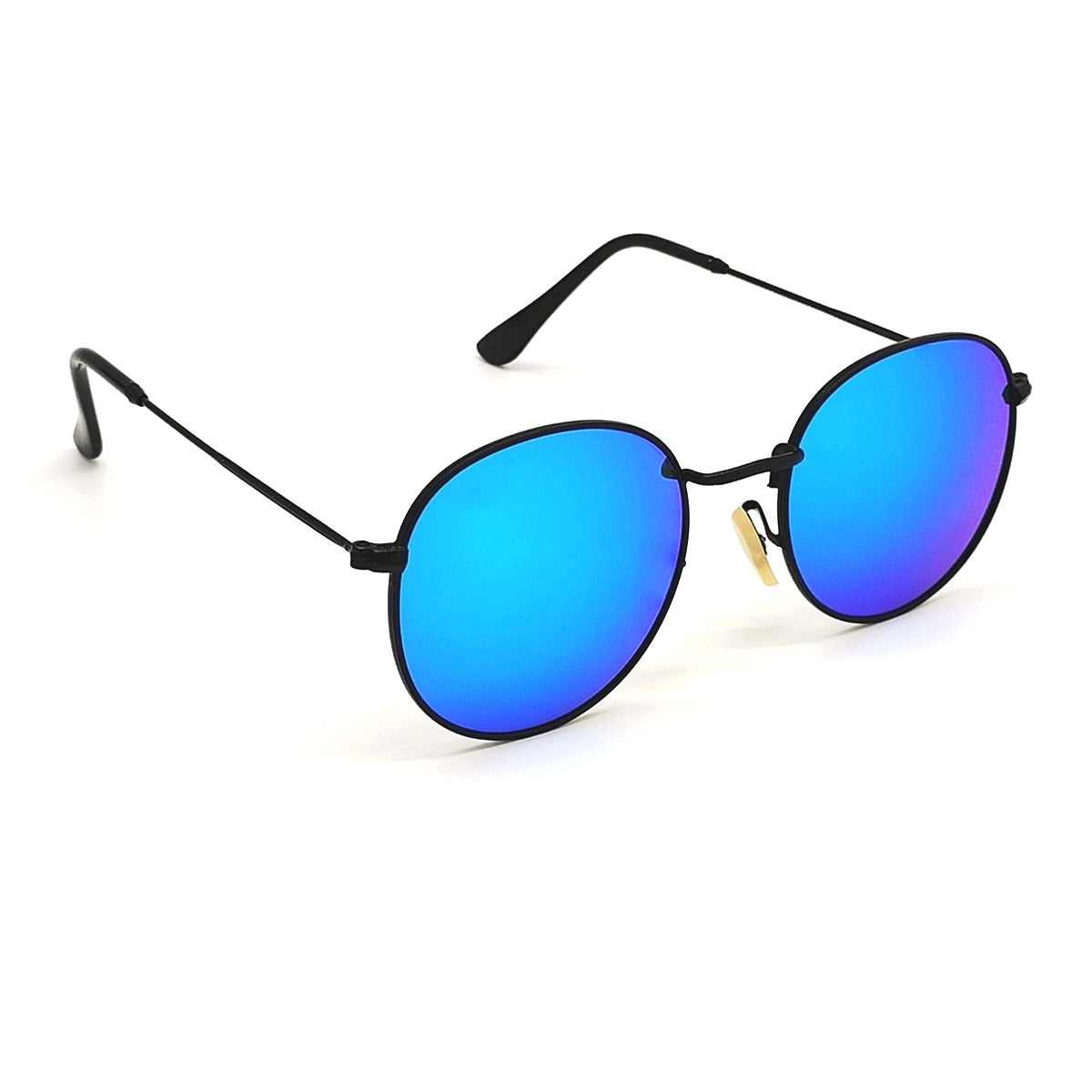 Aqua Blue Nubelight Round Sunglasses (SUN-RN-3447-AQB3BLK-M) SWASTIK CREATIONS The Trend Point