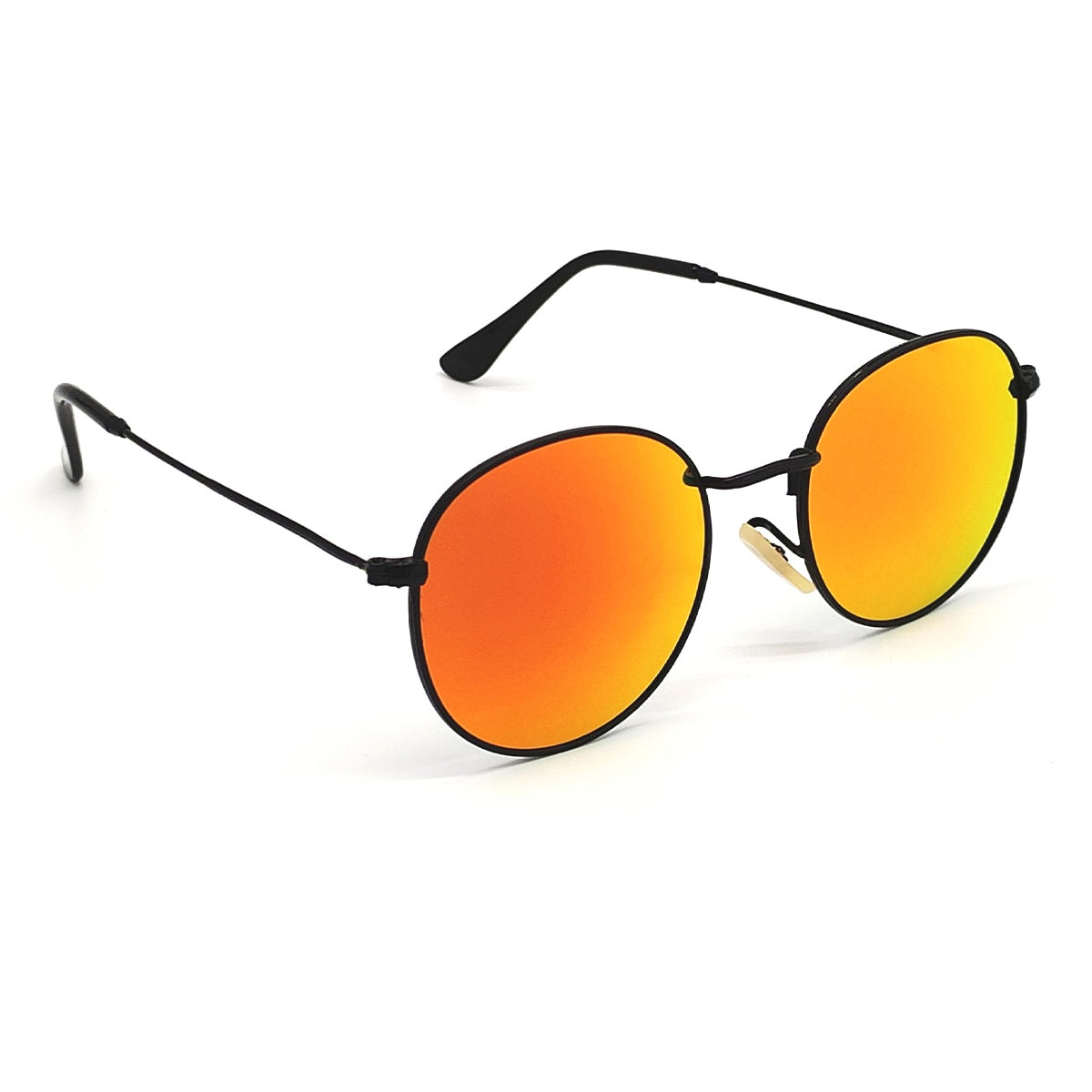 Orange Nubelight Round Sunglasses (SUN-RN-3447-ORG3BLK-M) SWASTIK CREATIONS The Trend Point