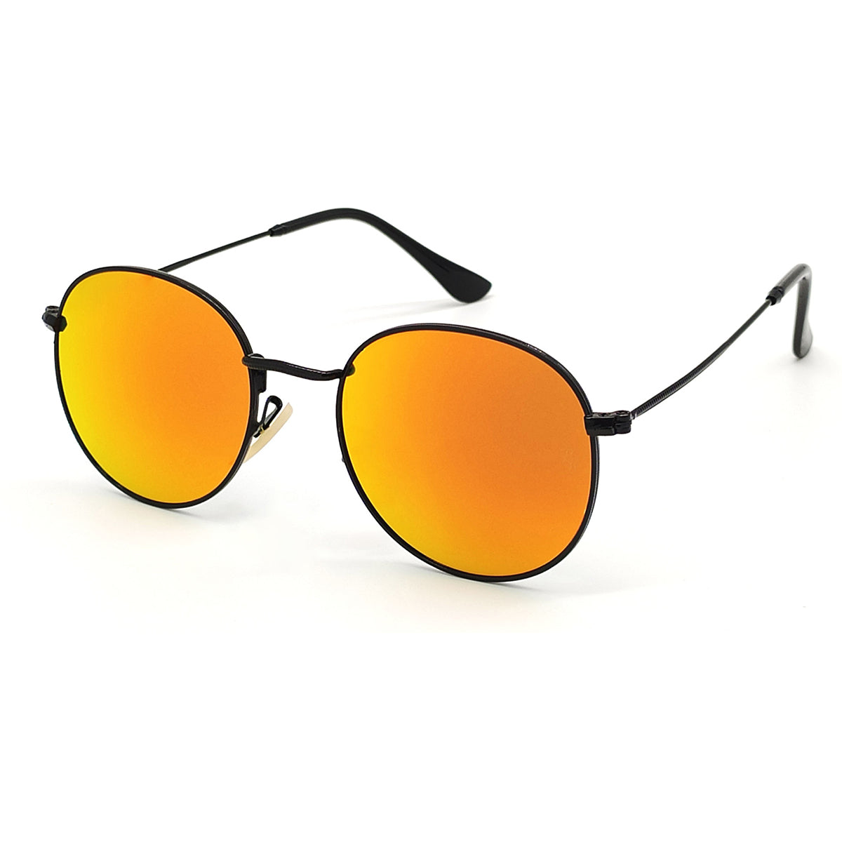 Orange Nubelight Round Sunglasses (SUN-RN-3447-ORG3BLK-M) SWASTIK CREATIONS The Trend Point