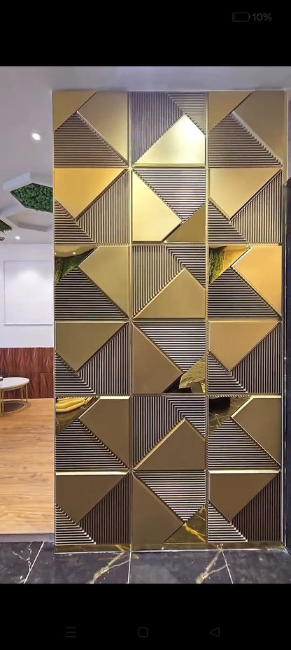 #22 Fin - 3D PVC Champagne Gold Panel (Mirror) (Size 50*50cm)