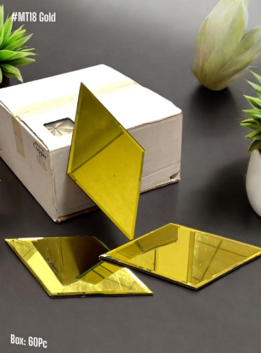 #MT18 Gold Self Adhesive Glass Mosaic Tile (Box of 60pcs) (1 Tile Coverage Area 0.6 Sq Ft)