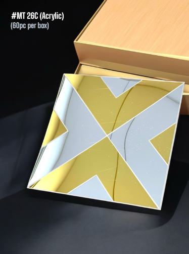 #MT26C (Acrylic) Silver & Golden Self-Adhesive Acrylic Mirror Mosaic Tile (Box of 60pcs) (1 Tile Coverage Area 1 Sq Ft)