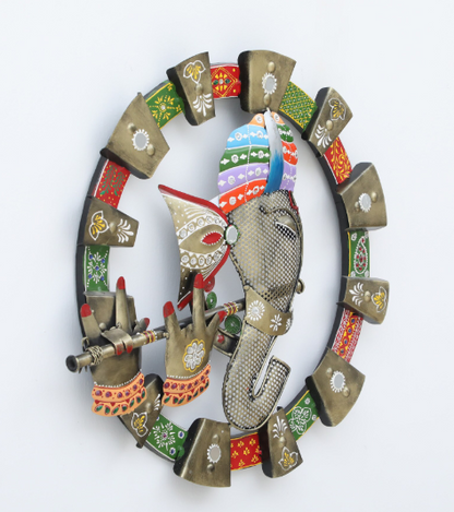 Decorative Ganesh Multicolour Iron Wall Art