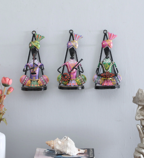 Decorative Panjabi Multicolour Metal Wall Art
