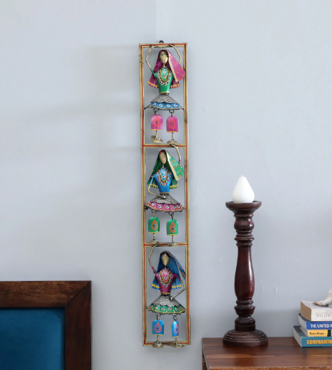 Decorative Kalbaliya Lady Multicolour Metal Wall Art