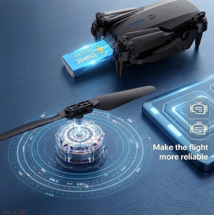 E88 Drone (Black)|Dual Battery Pack|GPS Navigation|4K UHD Camera+1080P