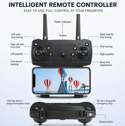 E88 Drone (Black)|Dual Battery Pack|GPS Navigation|4K UHD Camera+1080P