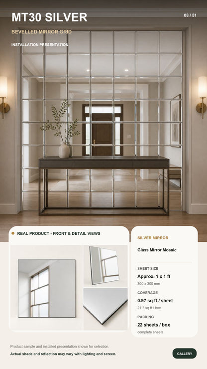 #MT30 SILVER Exclusive Mirror Glass Mosaic Mirror Tile (MOQ 22 pcs)