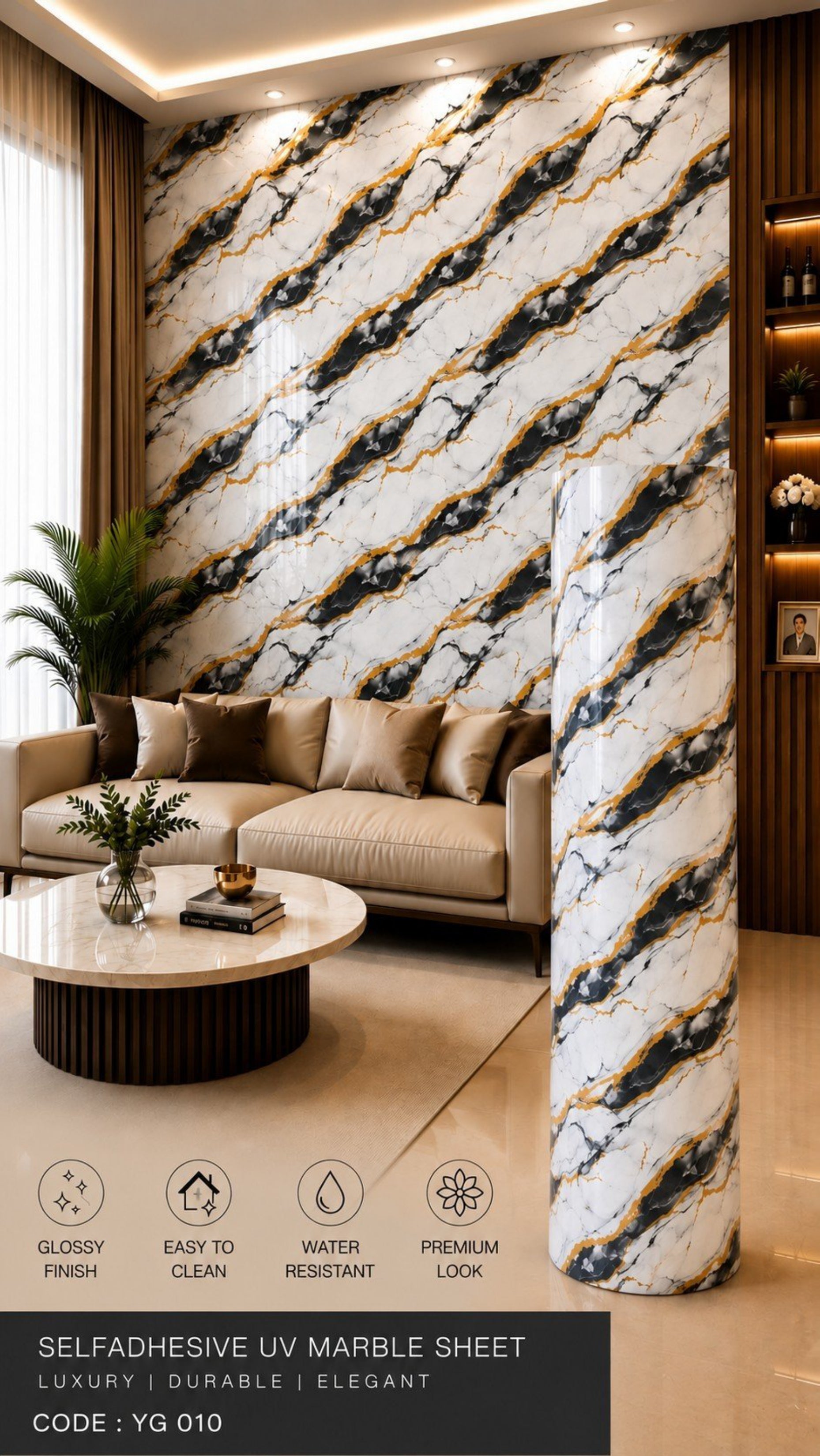 Self Adhesive UV Glossy Sheets (size 10 x 4 Feet) YG010