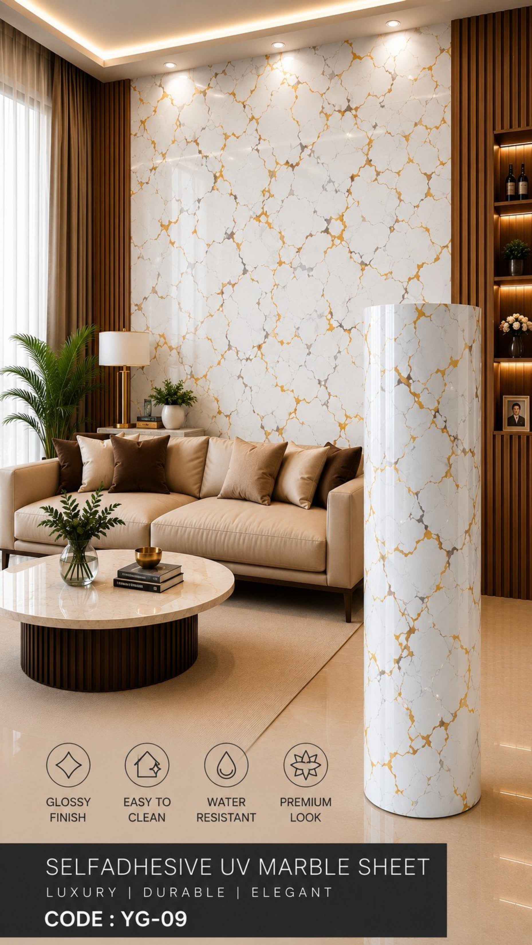 Self Adhesive UV Glossy Sheets (size 10 x 4 Feet) YG09