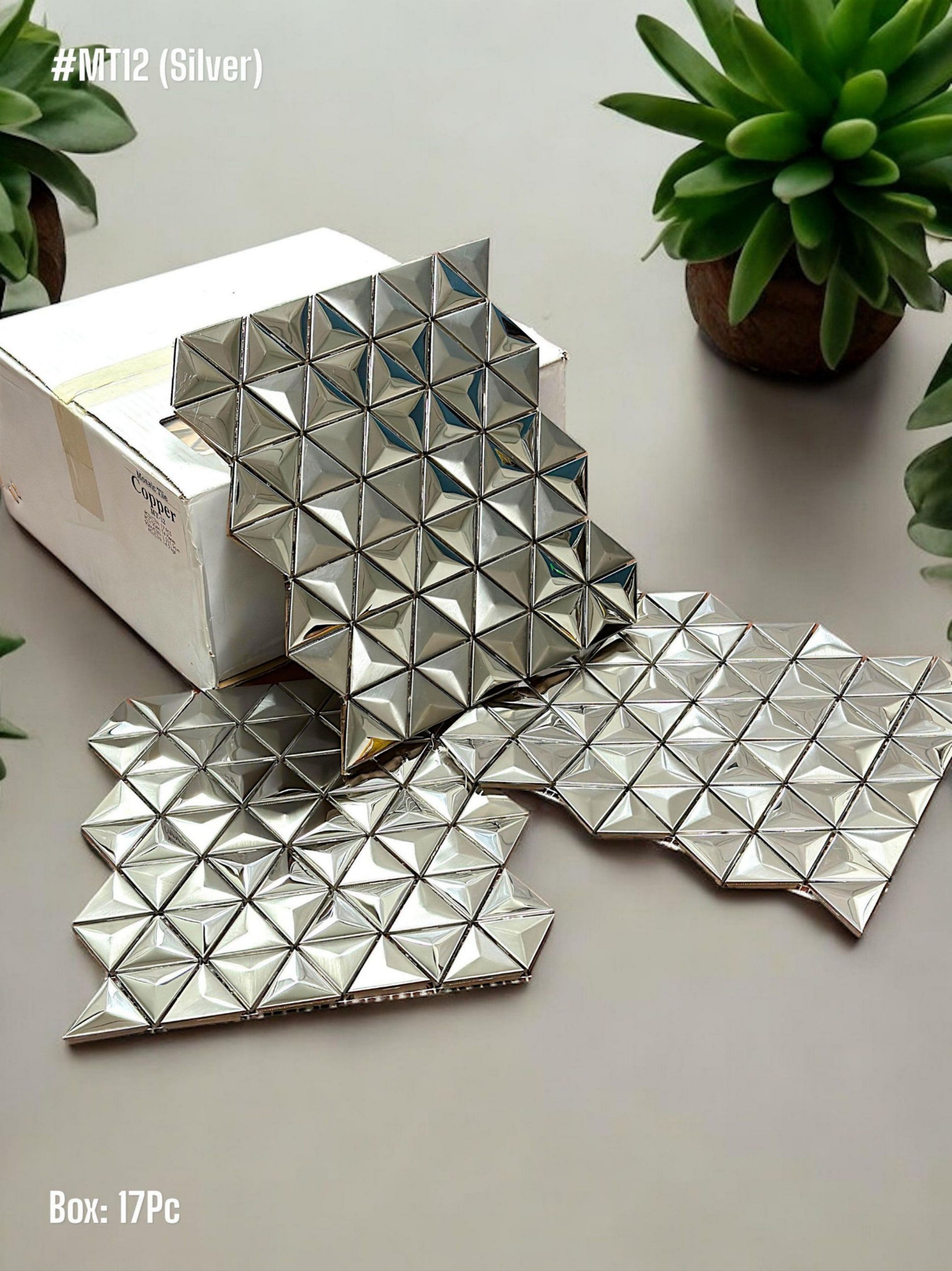 Silver SS Metal Mosaic Tile (Box of 17pc) - SWASTIK CREATIONS The Trend Point