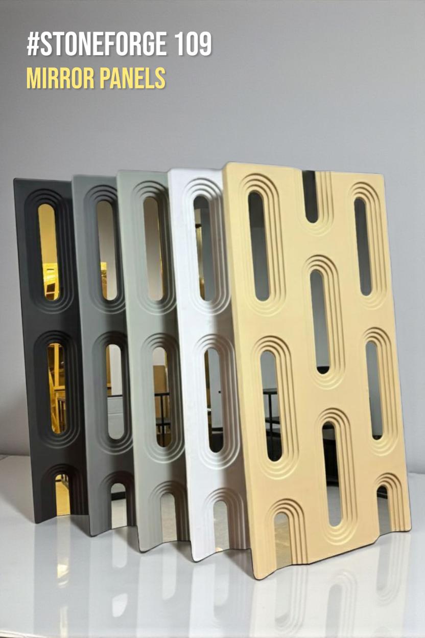 #StoneForge 109 Mirror - PU Panels Fluted Cutout Design- 40mm thickness - Size 2x4ft - 5 color options - SWASTIK CREATIONS The Trend Point