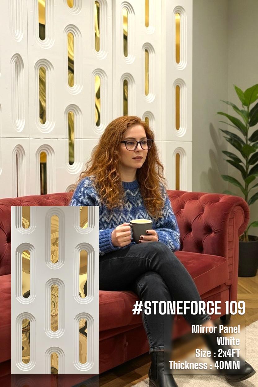#StoneForge 109 Mirror - PU Panels Fluted Cutout Design- 40mm thickness - Size 2x4ft - 5 color options - SWASTIK CREATIONS The Trend Point