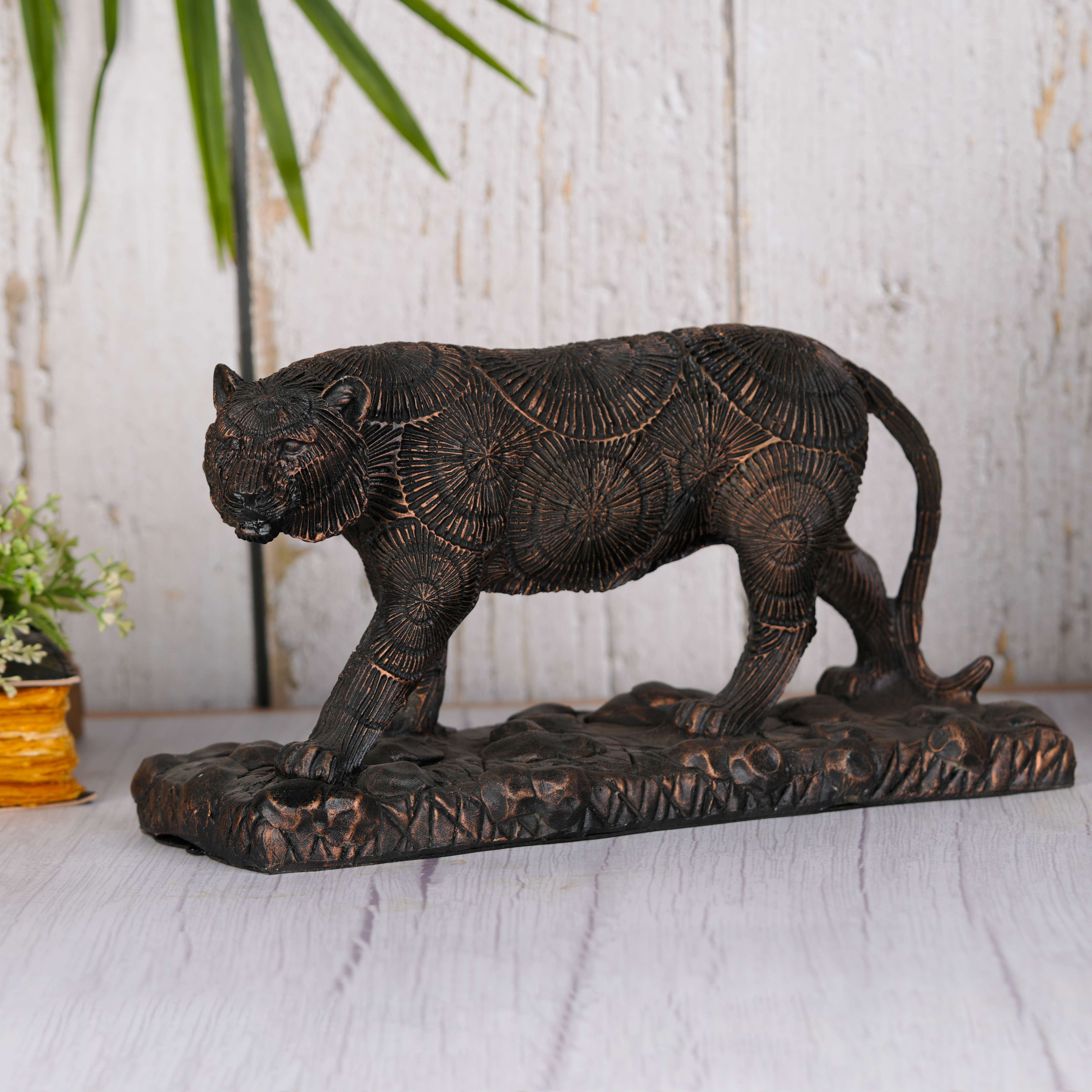 Swastik Creations Brown Polyresin and Bronze Sharni Statue Decorative Animal Figurine Showpiece - SWASTIK CREATIONS The Trend Point