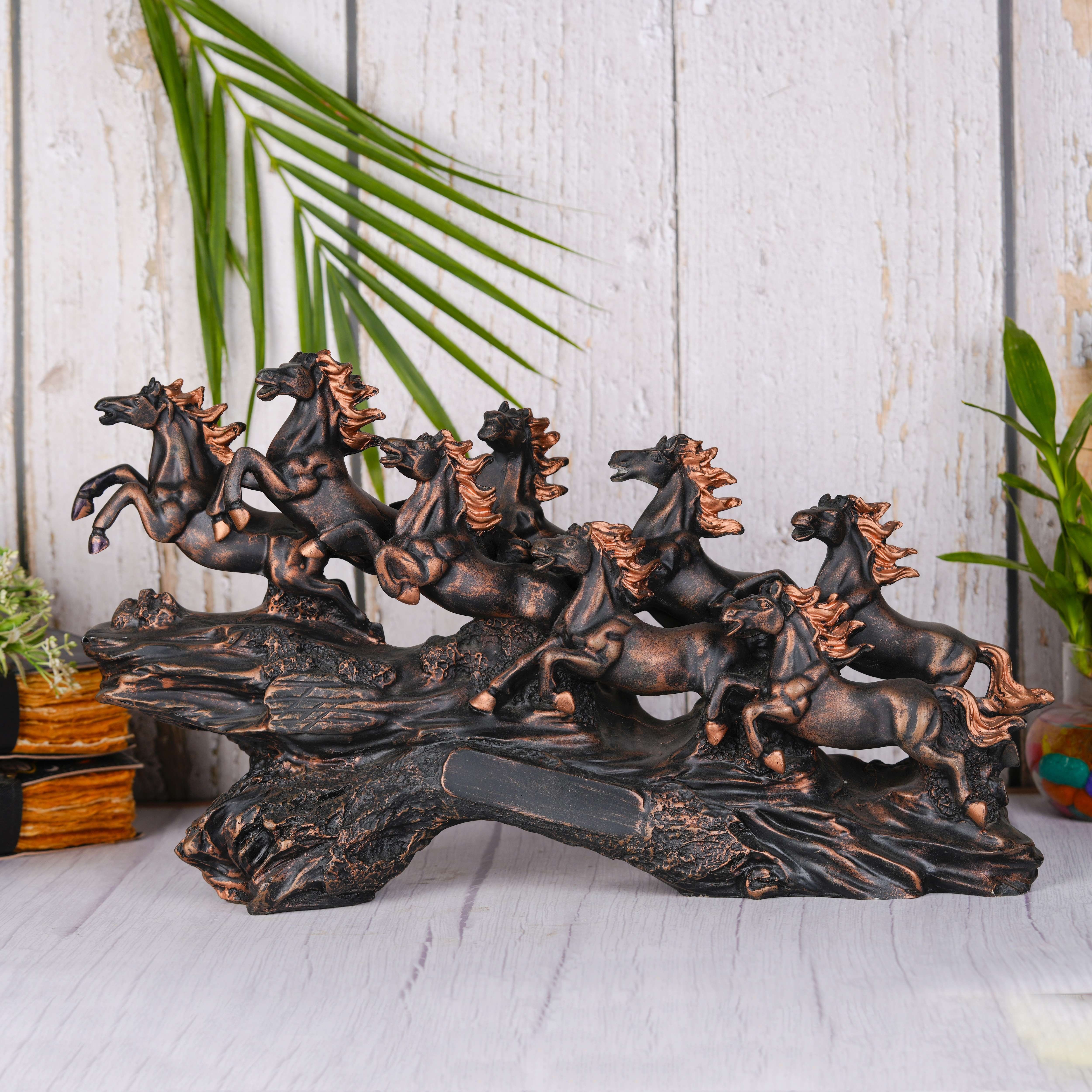 Swastik Creations Eight Running Horse Statue for Luxury Office Home Decor, Creative Horse Art Decor Sculpture Resin Horse Figurines Coffee Table Centerpieces - SWASTIK CREATIONS The Trend Point