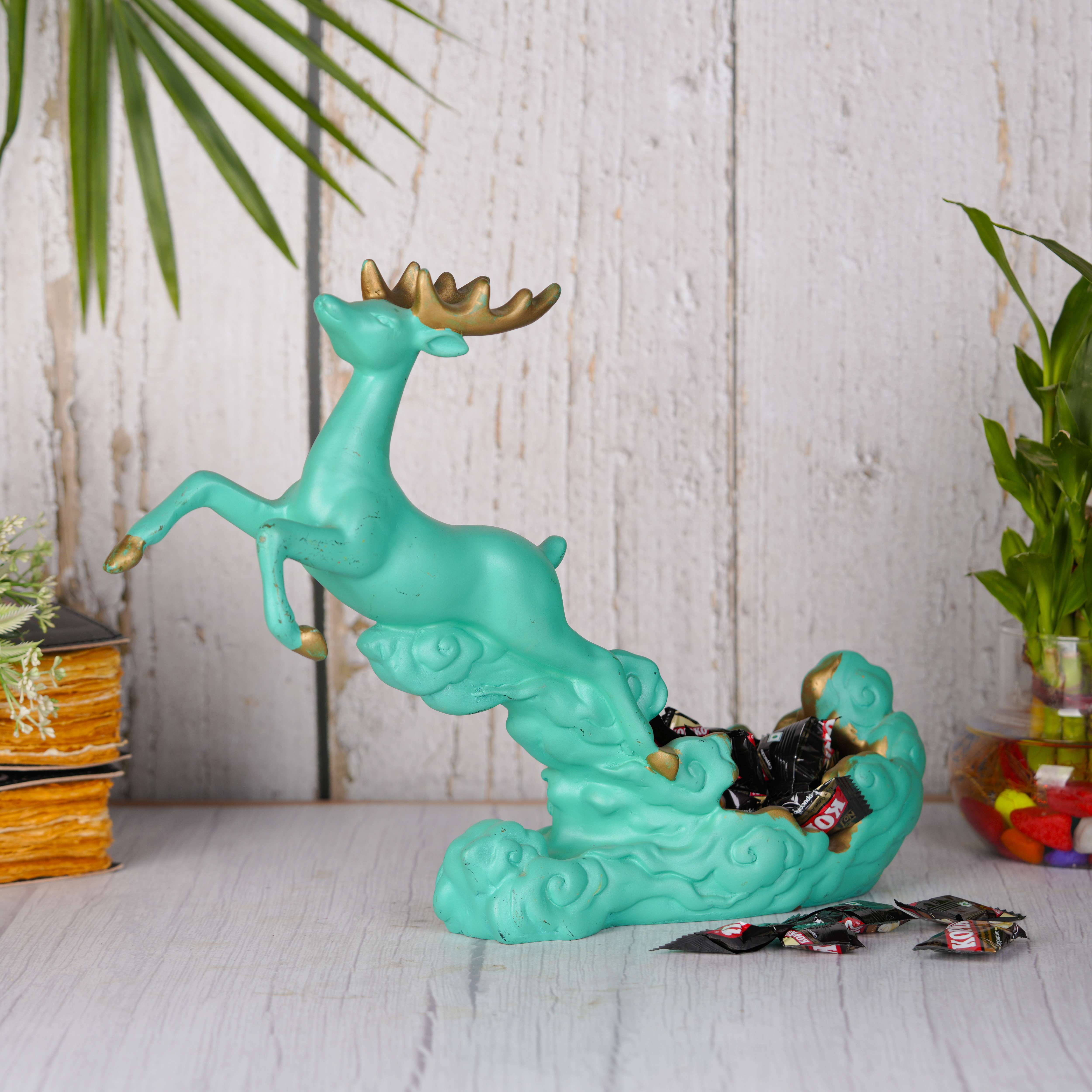 Swastik Creations White Deer showpiece Home Decoration Items for Decorative Statue hiran for Table Deskand Home Decor Living Room Decoration Items- Ideal for Gifting - SWASTIK CREATIONS The Trend Point