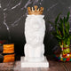 Swastik Creations Lion Statue with Gold Crown, King of The Forest Lion Statue,Glod Crown Lion Figurine Sculpture Animal Decoration (White)