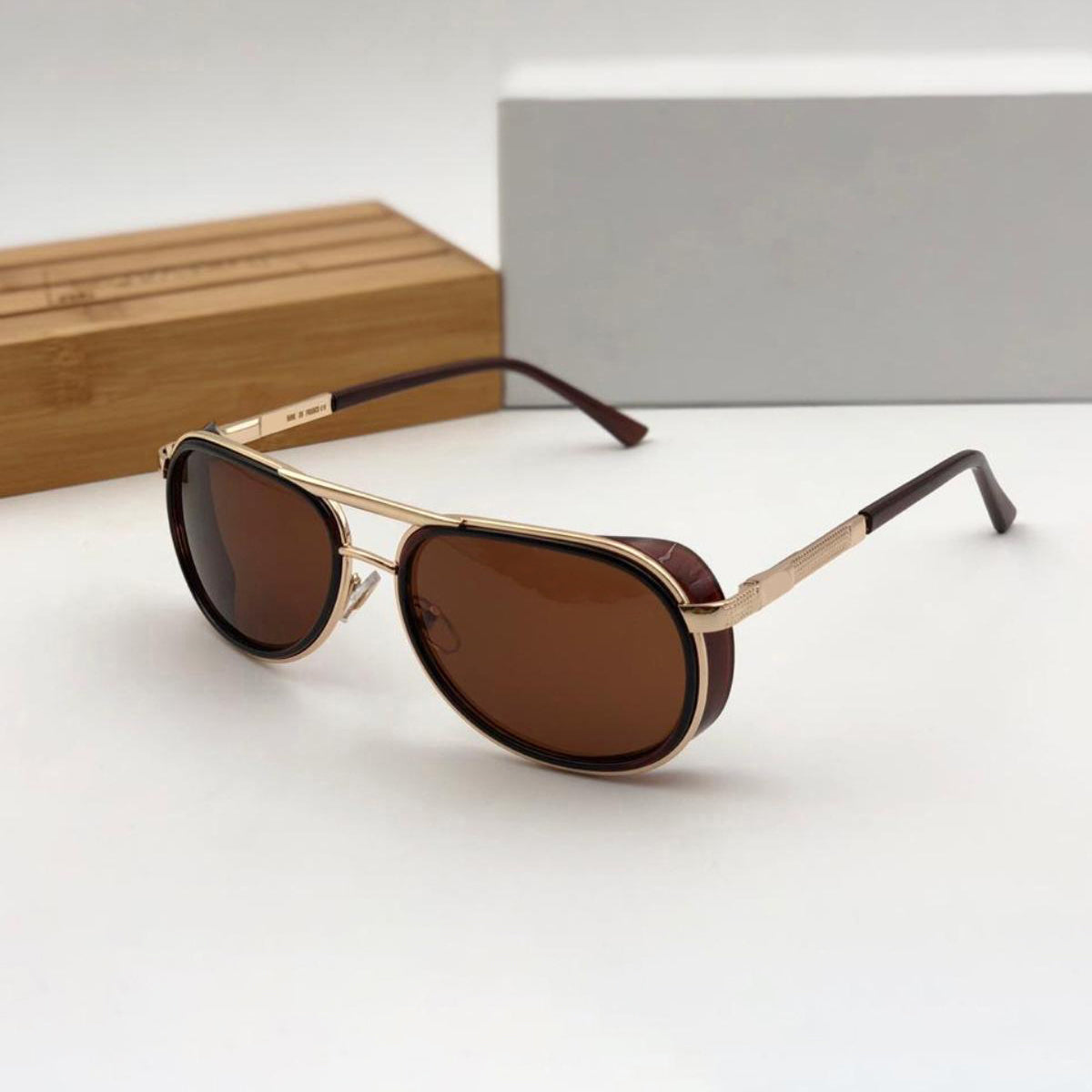 Brown Speciale Oval Sunglasses (SUN-LC-0179-BRN1GLD)