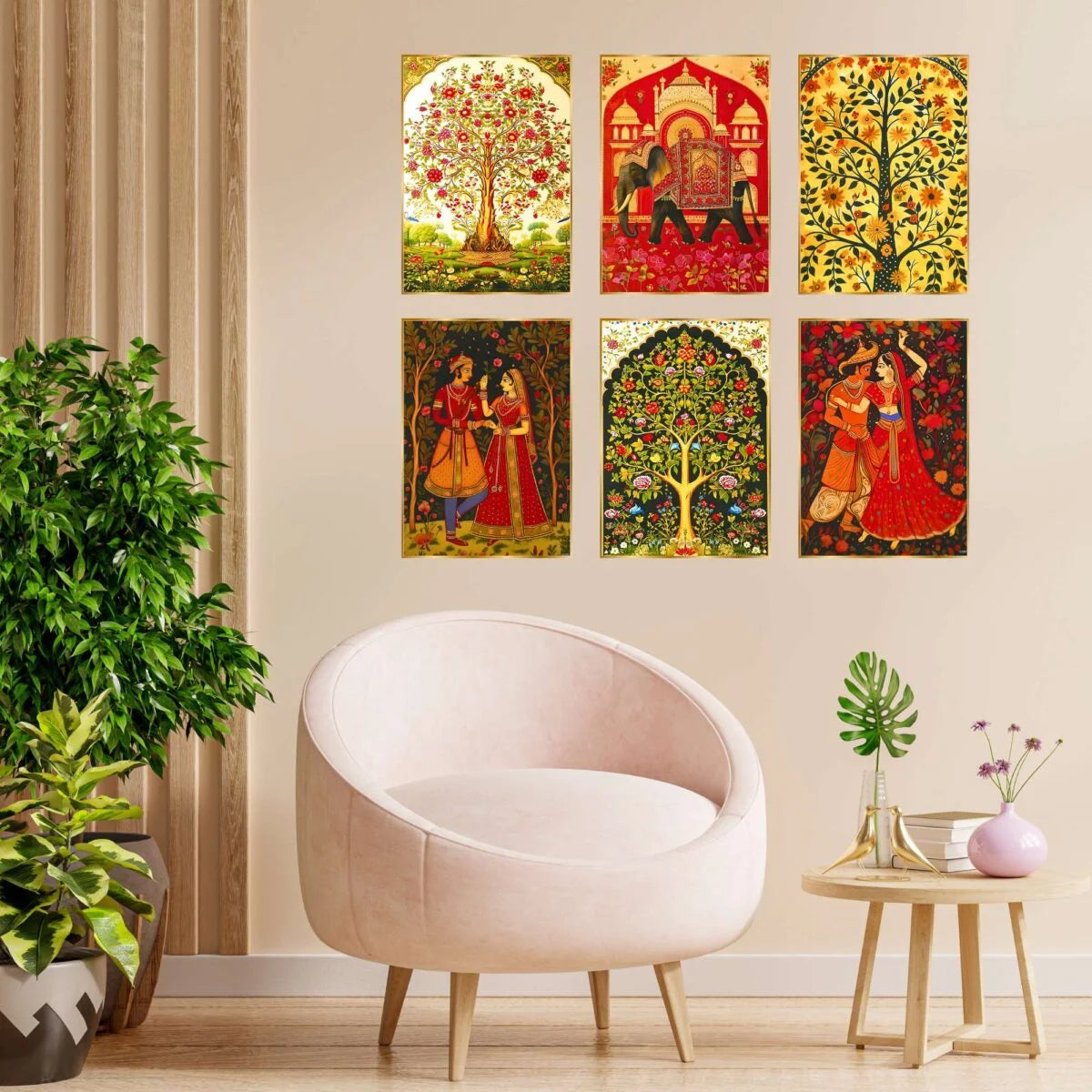 CH-GD6-10 Set of Six Wall Paintings for Wall Decoration Golden Framed Wall Paintings for Living Room & Bedroom Wall Art for Home Decoration & Office Wall Décor SWASTIK CREATIONS The Trend Point