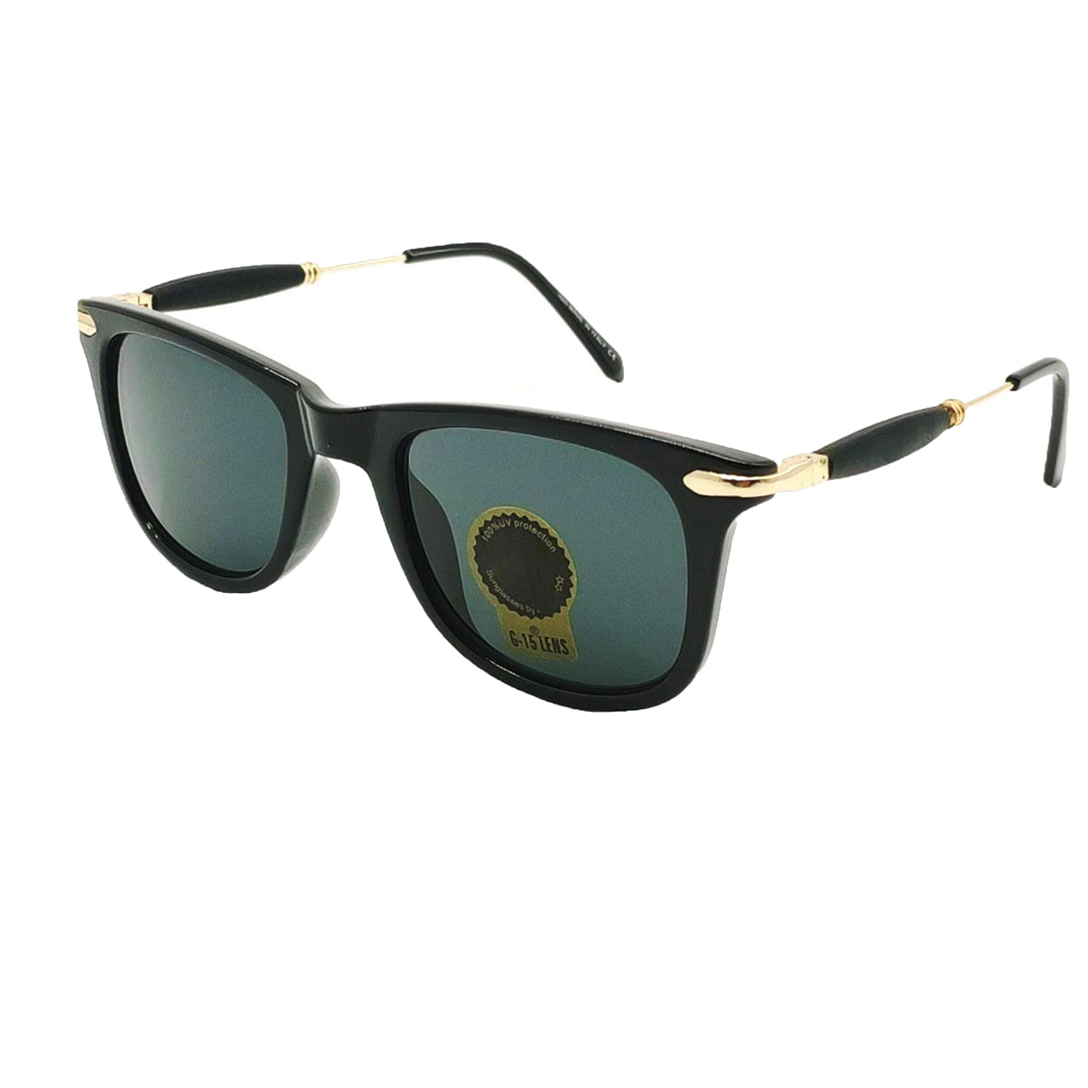 Black Enigte Square Sunglasses (SUN-RN-2148-BLK1GLD-M) SWASTIK CREATIONS The Trend Point