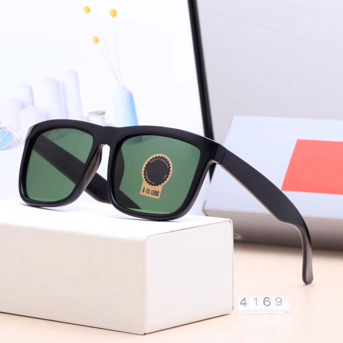 Green Fangpo Square Sunglasses (SUN-RN-2140-GRN1BLK-P) SWASTIK CREATIONS The Trend Point