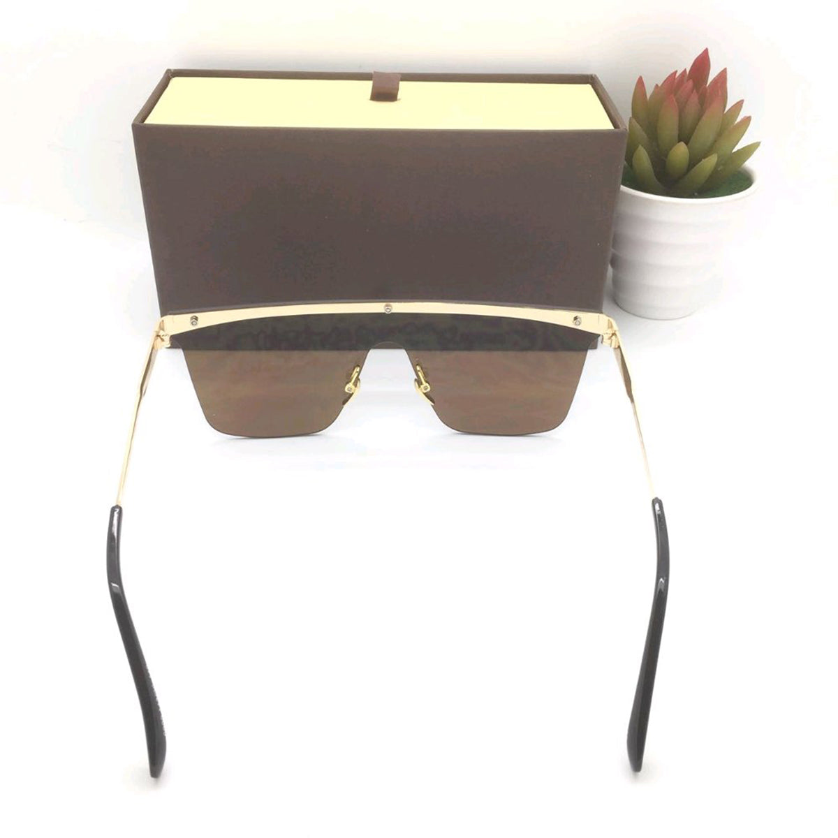 Brown Roma Square Sunglasses (SUN-LV-0909-BRN1GLD-LEOPARD) SWASTIK CREATIONS The Trend Point