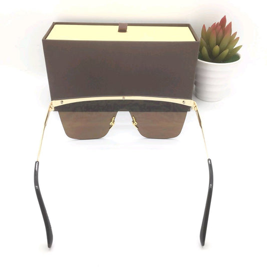 Brown Roma Square Sunglasses (SUN-LV-0909-BRN1GLD-LEOPARD)