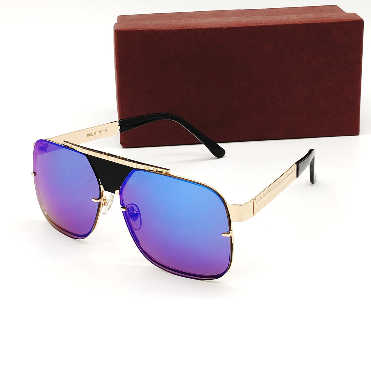 Blue SELTOS Square Sunglasses (SUN-LV-5996-BLU3GLD) SWASTIK CREATIONS The Trend Point