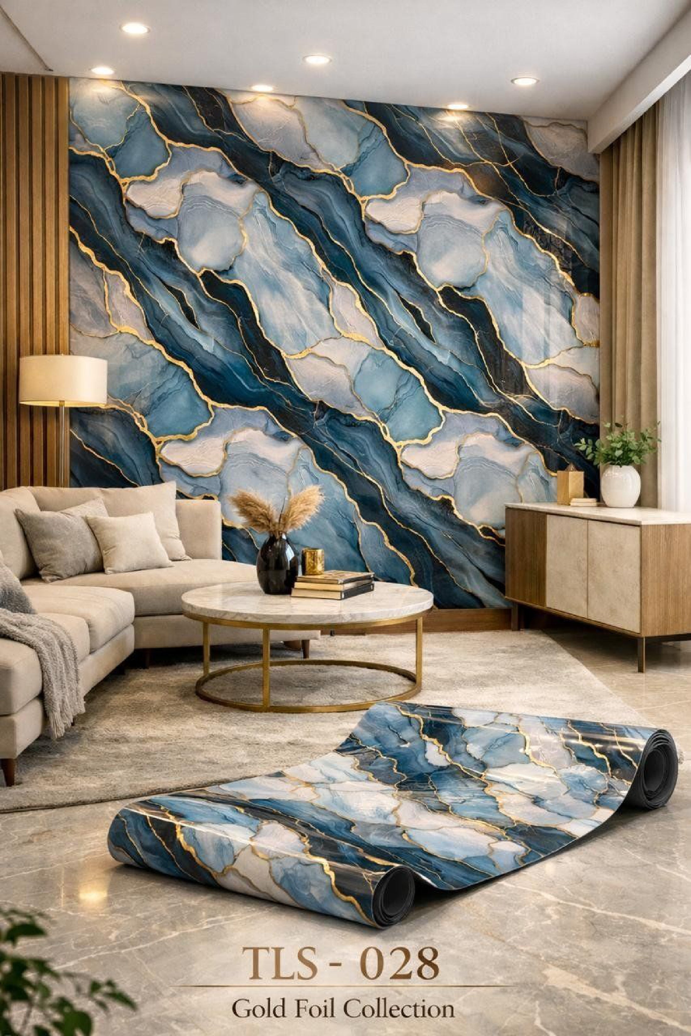 Gold Foil UV Marble Sheets (size 10 x 4 Feet) TLS028