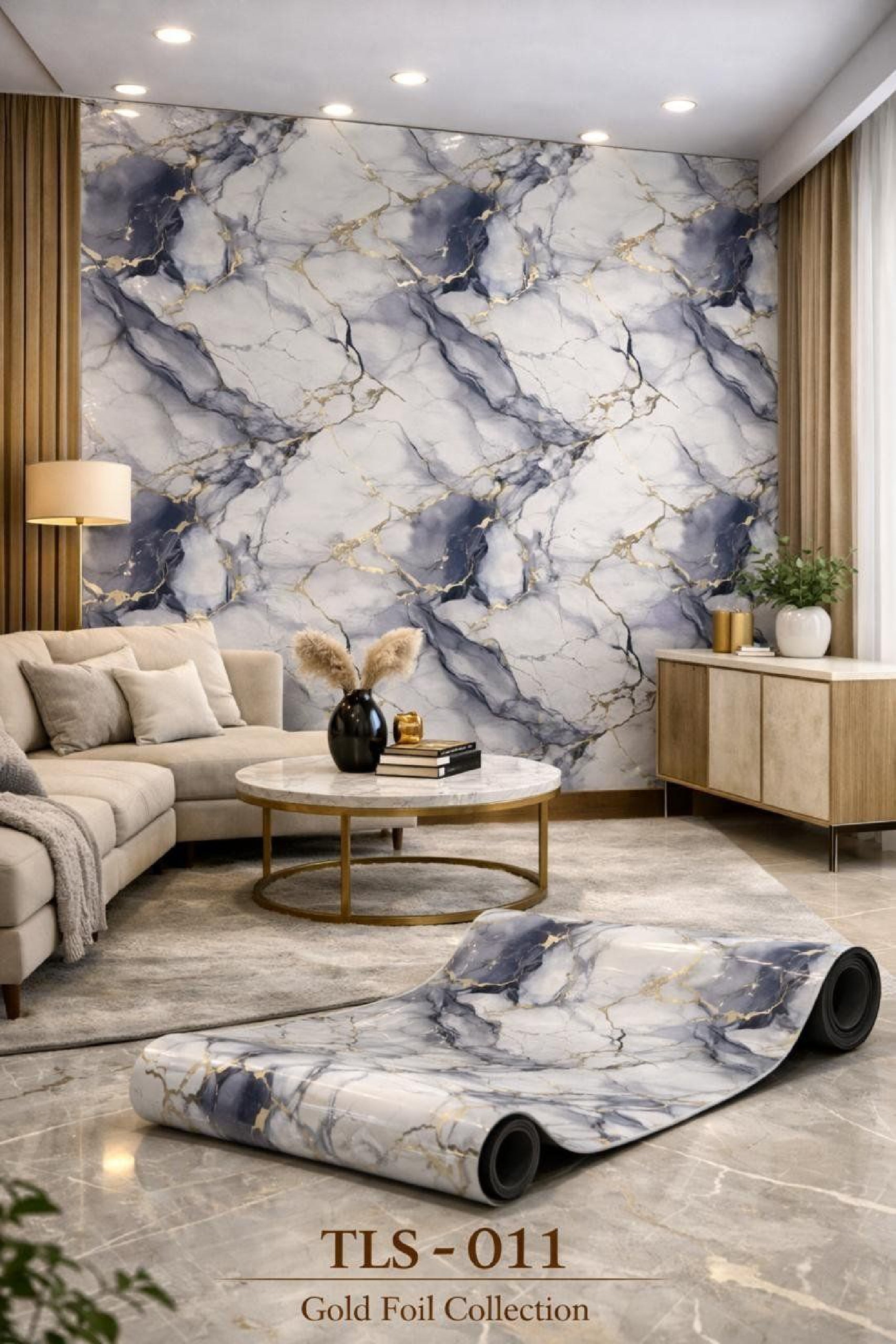 Gold Foil UV Marble Sheets (size 10 x 4 Feet) TLS011